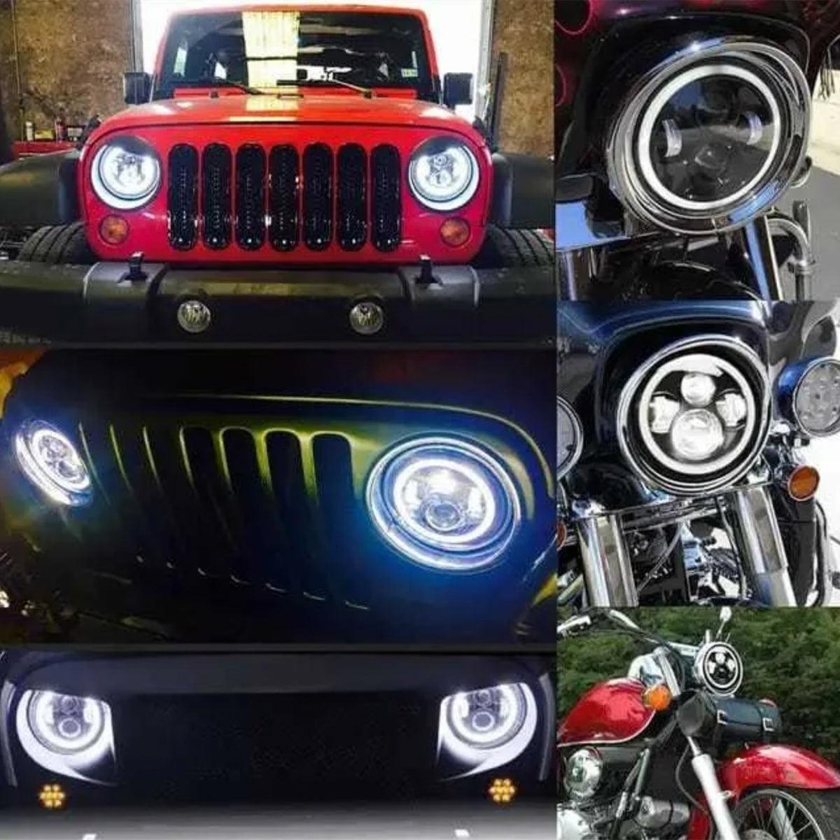 Jeep Vocho Moto 7'' daymaker Faro De Ángel - 1/Pzs – X-UNO CAR LIGHTS
